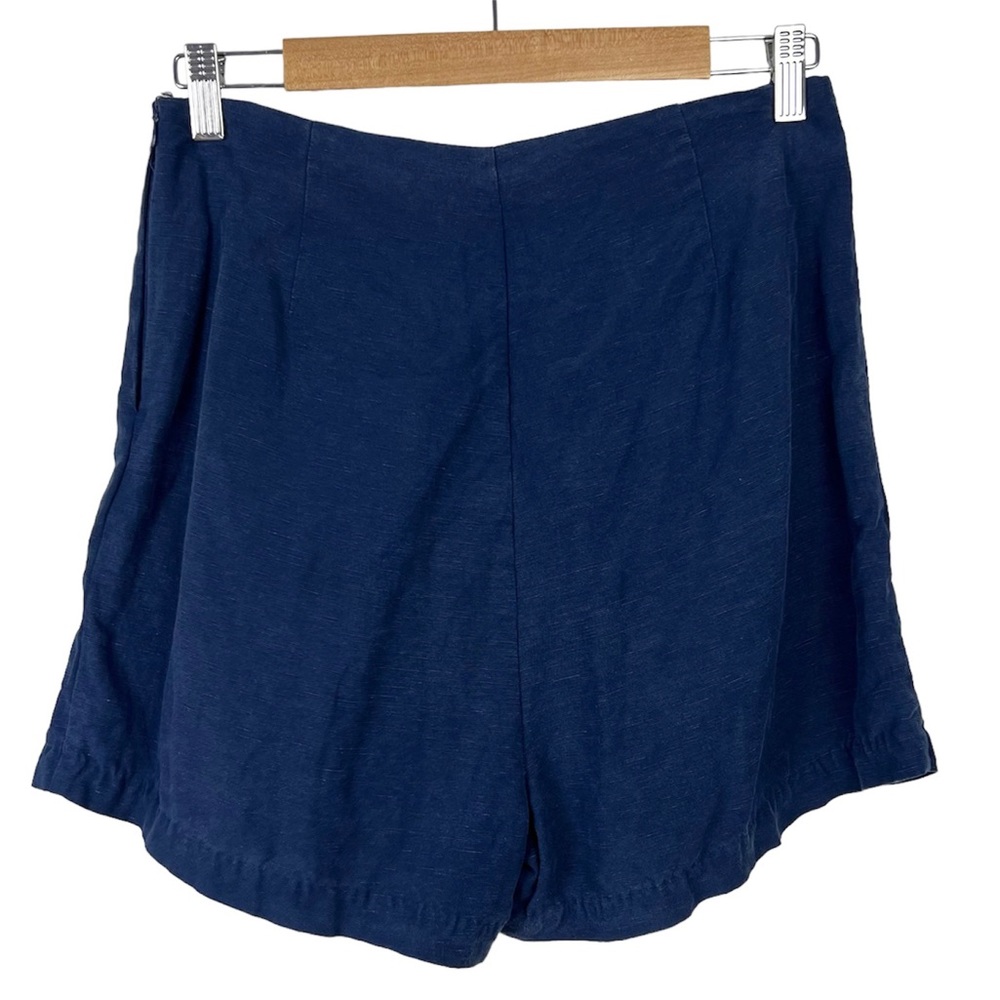 Sancia Culotte Shorts Linen Blend Pleated High Waist Navy Blue Tennis Size M - Picture 6 of 12